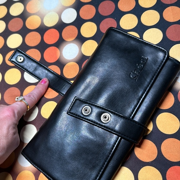 Checi black snap button closure fold out wallet - Picture 4 of 12